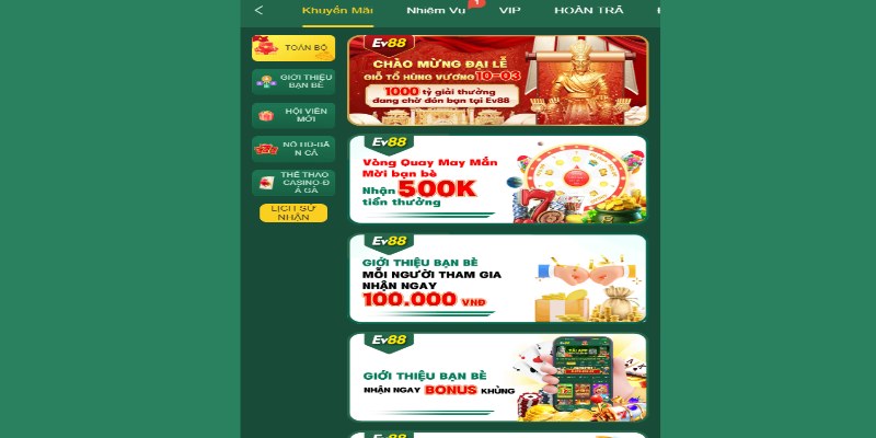 Các ưu đãi hấp dẫn cho giao dịch nạp tiền
